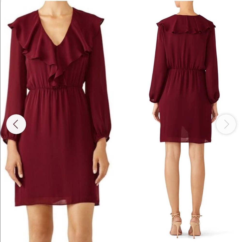 Amanda Uprichard Ruffled Bordeaux burgundy dress